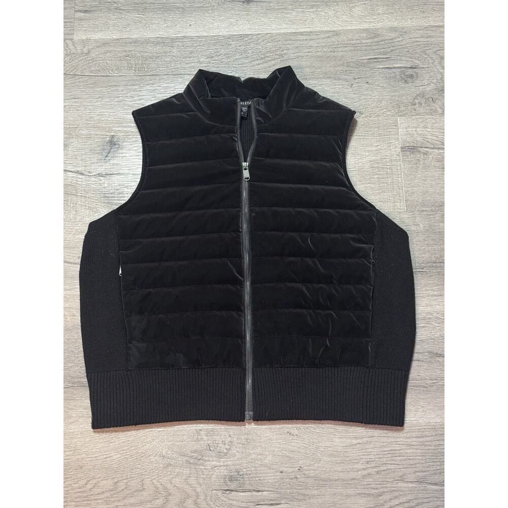 Athleta Hanover 1X Vest Hybrid Puffer Wool Black Full Zip